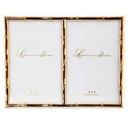 Lawrence Frames 4x6 Double Gold Metal Picture Frame with Bamboo Design