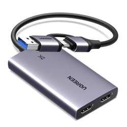 UGREEN 2K@30Hz HDMI Capture Card, 4K@30Hz Passthrough Video Capture Card USB 3.0 Full HD 1080P 60FPS with Low Latency for Streaming Gaming, Recording, Compatible with Switch, PS5, Xbox, PC, Mac, Phone