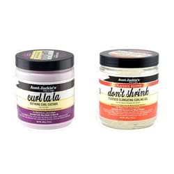 Aunt Jackie's Curl La La, Lightweight Curl Defining Custard, Enriched with Shea Butter & Olive Oil, Basic, 15 Ounce & Flaxseed Recipes Don't Shrink Elongating Hair Curling Gel for Natural Curls