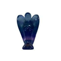 RUWET Natural Rainbow Fluorite, Guardian Angel Statue, Healing Pocket Angel Stone Handmade Gem Crystal Figurines.