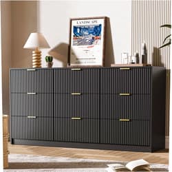 MAISONARIA Black 9 Drawer Dresser for Bedroom, 63