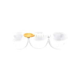Mud Pie Triple Beaded Dip Set, White, dish 4 1/4