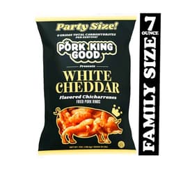 Pork King Good White Cheddar Pork Rinds 7 OZ FAMILY SIZE (Chicharrones - Keto Snacks)