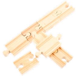 PATKAW Wooden Railway Track 8pcs Wooden Train Track Connectors Adapters Tiny Conductors for Wooden Toy Railroad Wood Train Track Blocks