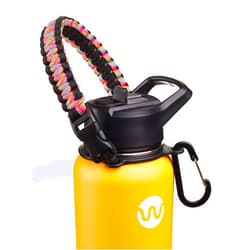WaterFit Paracord Handle - Paracord Carrier Survival Strap Cord with Safety Ring and Carabiner Compatible with Hydro Flask Wide Mouth Water Bottles 12oz - 64 oz
