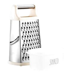 Rae Dunn Everyday Collection Multifunction Grater- Stainless Steel Grater and Zester for Cheese, Spices, Vegetables, Cream