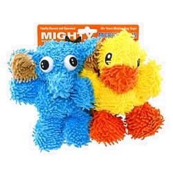 MIGHTY- Microfiber Ball- Jr- Duck and Elephant- 2 Pack - Made with Squeaker Balls and Minimal Stuffing. Strong & Tough. Interactive Play. Dog Toy Machine Washable & It Floats