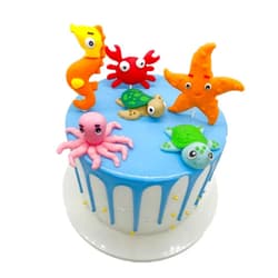 Dicanence 6 Piece Under the Sea Cake Topper Ocean Decorations Ocean Sea Animals Octopus Crab Turtle Sea Star Cake Decorations for Under the Sea Ocean Sea World Theme Birthday Party Baby Shower Wedding Cake