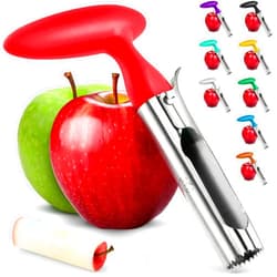 Zulay Kitchen Premium Apple Corer Tool - Ultra Sharp, Stainless Steel, Serrated Blades for Easy Coring - Easy to Use & Clean, Durable Apple Corer Remover for Baking Apples & More - Red