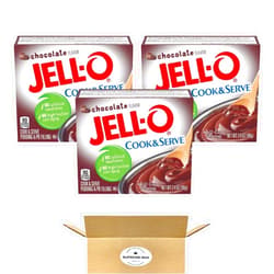 SUPREME BOX Jell-O Cook & Serve Pudding & Pie Filling Chocolate Flavor - 3.4 Oz - Pack of 3