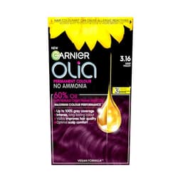 Garnier Olia Deep Violet Permanent Hair Dye, No Ammonia for A Pleasant Scent, Up To 100% Grey Hair Coverage, Maximum Colour Performance, 60% Oils - 3.16 Deep Violet