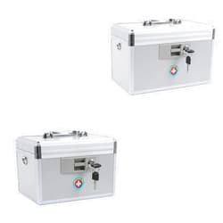 KYODOLED Locking Key Medicine Box,First Aid Key Safe Box with Lock,Key Medication Storage Lock Box for Drugs Use