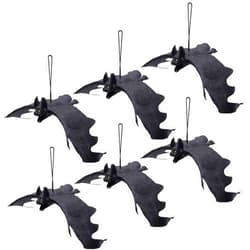 ATDAWN Halloween Hanging Bats, Rubber Bats, Realistic Looking Spooky Bats, Flying Bats Halloween Decoration, 6 Pack