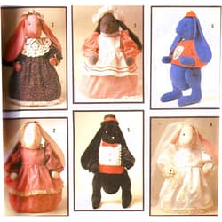 Simplicity 7206 Jiffy Six Pack By Abbies, Crafts Sewing Pattern for Stuffed Bunny Bride Groom, Grandma, Country Bunny, Victyorian, or Mascot Bunny