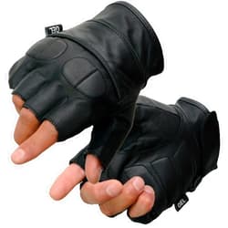 Milwaukee Leather Men's SH462 Men's Black Leather Full Panel Fingerless Gloves with Gel Palms