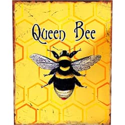 TICKPOTDFE Queen Bee Honey Bee Bumble Bee Metal Tin Sign Men Women,Wall Decor for Bars,Restaurants,Cafes Pubs Tin Metal Bee 8x12 inch
