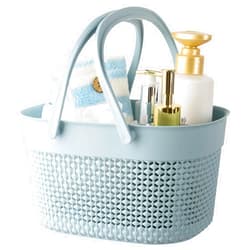 rejomiik Portable Shower Caddy Basket, Plastic Organizer Storage Tote with Handles Toiletry Bag Bin Box for Bathroom, College Dorm Room Essentials, Kitchen, Camp, Gym, Blue