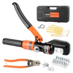 HZLZRZ Hydraulic Crimping Tool and Battery Cable Crimper Tool, Wire Rope Cutter, Wire Crimping Tool Range 12AWG-2/0AWG, 9 Pairs Of Dies For Electrical Terminal Cable Wire Tool Kit (YQK/70)