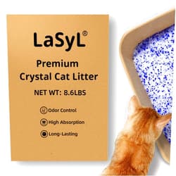 LaSyL Premium Crystal Cat Litter - 8.6 lb, Two Months Lasting - Superior Odor Control & Absorption, Non-Clumping, Low Tracking Silica Gel Safe for Pet, White & Blue (2 Bags of 4.3 lb)