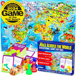 QUOKKA Board Game, 1 to 10 Players | Learning, Educational | Geography, World | 100 Question Cards, Top Facts | Indoor, Outdoor | Kids, Teens, Adults, Family