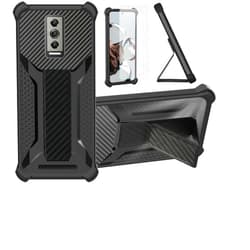 Aroepurt Case Compatible for Doogee Blade 10 Pro Phone Case Stand Cover [with Tempered Glass Screen Protector] Hybrid Case [Folding Support Magnetic] [Frosted Anti-Fingerprint] Black