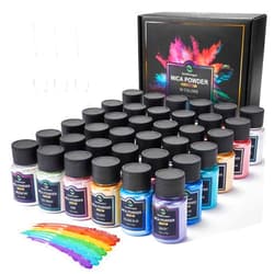 Smalltongue Mica Powder for Epoxy Resin, 36 Colors, 0.35 oz(10g) Bottles Mica Glitter, Pigment for Lip Gloss, Soap Making, Bath Bomb, Art Crafts, Resin Dye, Nails