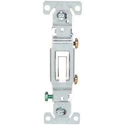 EATON Wiring 1301-7W-SP-L 15-Amp, 120-Volt Standard Grade Single Pole Framed Toggle AC Quiet Switch, White