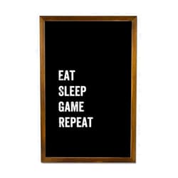 LUIJORGY Eat Sleep Game Repeat Wooden Framed Sign 8x12in Inspirational Wall Decor Wooden Art Signs Positive Quotes Sayings Rustic Wood Framed Modern Farmhouse Wall Hanging Art New Home Gifts