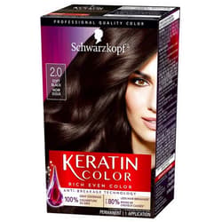 Schwarzkopf Keratin Color Permanent Hair Color Cream, 2.0 Soft Black