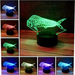 Holiday Depot 3D Fish Mahi-Mahi Desk Light - 7 Color LED Lamp Base with USB or Battery and Touch control Rotating Fade or Solid Color mode. Makes a perfect Nightlight for Kids or Unique Gift for any age.
