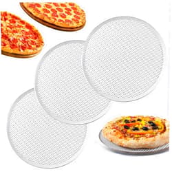 RHBLME 3 Pack Aluminum Alloy Pizza Baking Screen, 12 Inch Pizza Screen Restaurant-Grade Baking Screen for Oven, Round Pizza Crisper Tray Pizza Baking Tray for Home Kitchen, BBQ, Seamless
