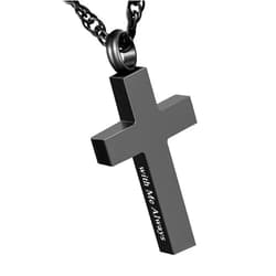 Dletay Cremation Cross Necklace for Ashes Stainless Steel Cross Urn Pendant Ashes Holder Memorial Jewelry-With Me Always