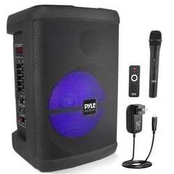 Pyle Portable Bluetooth PA Speaker - 500W 12” Rechargeable Indoor/Outdoor BT Karaoke Audio System - TWS, LED Display, FM/AUX/MP3/USB/SD, 6.5mm in, Carry Handle - Wireless Mic, Remote Control