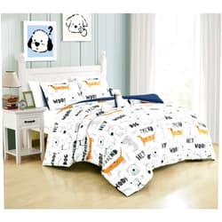 Chezmoi Collection 3-Piece Cartoon Dogs Kids Bedding Set Twin Size - Black White Brown Gray Soft Microfiber Comforter Set w/Dog Throw Pillow for Kids Teens