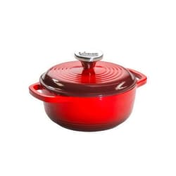 Lodge 1.5 Quart Enameled Cast Iron Dutch Oven with Lid – Dual Handles – Oven Safe up to 500° F or on Stovetop - Use to Marinate, Cook, Bake, Refrigerate and Serve – Red