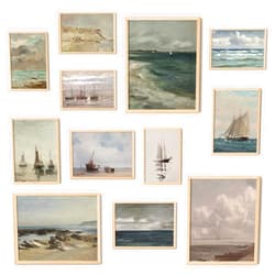 97 Decor Coastal Vintage Wall Art - Large Seascape Wall Art, Nautical Vintage Wall Decor, Vintage Sea Landscape Wall Art Prints, Antique Sailboat Nautical Art Pictures for Home Bedroom (8x10 Unframed)