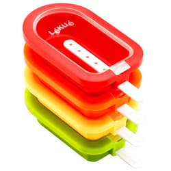 Lekue Lékué Set of 4 Stackable Popsicle Molds + Sticks & Lids | Homemade Freezer Ice Pops & Frozen Snacks | Flexible Platinum Silicone for Easy Fill & Unmold | Reusable & Dishwasher Safe| Multicolor