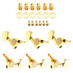 OriGlam 6pcs Gold Guitar Parts 3 Left 3 Right Tuners, 3L3R Chrome Tuning Key Peg, Guitar String Tuning Pegs Machine Head Tuners for Electric or Acoustic Guitar