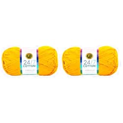 Lion Brand Yarn (1 Skein) 24/7 Cotton® Yarn, Goldenrod (Pack of 2)