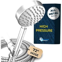 HammerHead Showers® ALL METAL Handheld Shower Head with Hose and Brass Holder - BRUSHED NICKEL - 2.5 GPM High Pressure Shower Heads with Adjustable Shower Wand Bracket - 6ft Flexible Extension