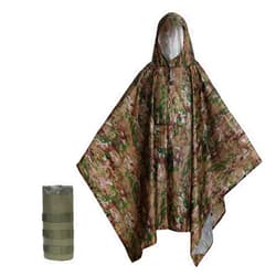 King Mills Plus Size Adult Rain Poncho with Hood, Camo Poncho Waterproof, Army Poncho for Camping, Hiking, Fishing, Travel and Outdoors.