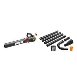 WORX WG520 Turbine 600 Electric Leaf Blower, Black with WA4094 GUTTERPRO Universal Gutter Cleaning Kit, 11’ Reach