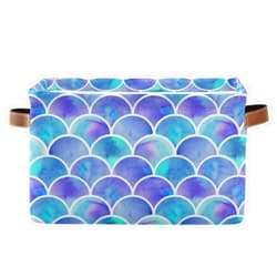 Emelivor Mermaid Storage Bin Collapsible with Handle Rectangle Waterproof Mermaid Basket for Storage Cube Closet Organizer for Toy Nursery Book Office Shelf Bathroom