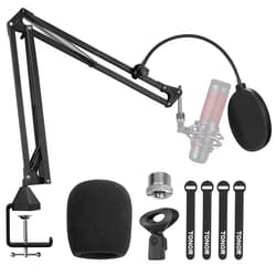 TONOR Microphone Arm Stand, TONOR Adjustable Suspension Boom Scissor Mic Stand with Pop Filter, 3/8