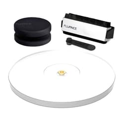 Fluance Vinyl Turntable and Record Accessory Kit with Record and Stylus Anti-Static Carbon Fiber Brushes, Frosted Acrylic Platter and Record Weight (VB52AP03RW03)