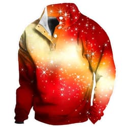 Generic Men's Christmas Sweatshirts Trendy Snowflake Graphic Print Sweatshirt Stand Collar Long Sleeve Clothing