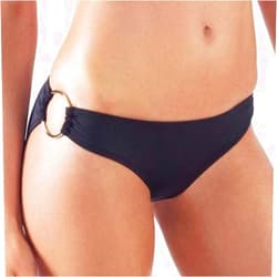 Voda Swim Women's Hoop Scoop Bikini Bottom - Comfortable Bottom Bikini Sets for Women and Teens - Swimsuit Women with 14 Karats Gold Plated Hoops | Xtra Life Lycra® Fabric | Black