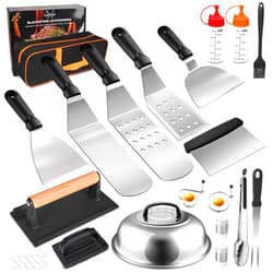 Latiret ﻿Latiret Griddle Accessories Kit, 24Pcs Grilling Accessories Set for Blackstone and Camp Chef, Flat Top Griddle Accessories Set with Scraper, Enlarged Spatulas, Basting Cover, White Elephant Gifts
