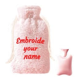 Befada Personalized Hot Water Bottle Cover - Plush Fabric Cover with Embroidered Name/Text - Fits 2L Capacity Hot Water Bottle, Reusable