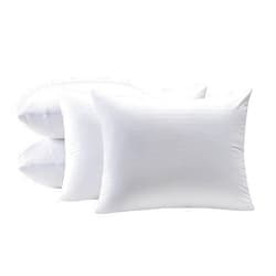 Kingnex 4 Pack Waterproof Feather Proof Pillow Protectors with Zipper on Long Side Standard Size Down Proof Striped Bed Pillow Cover